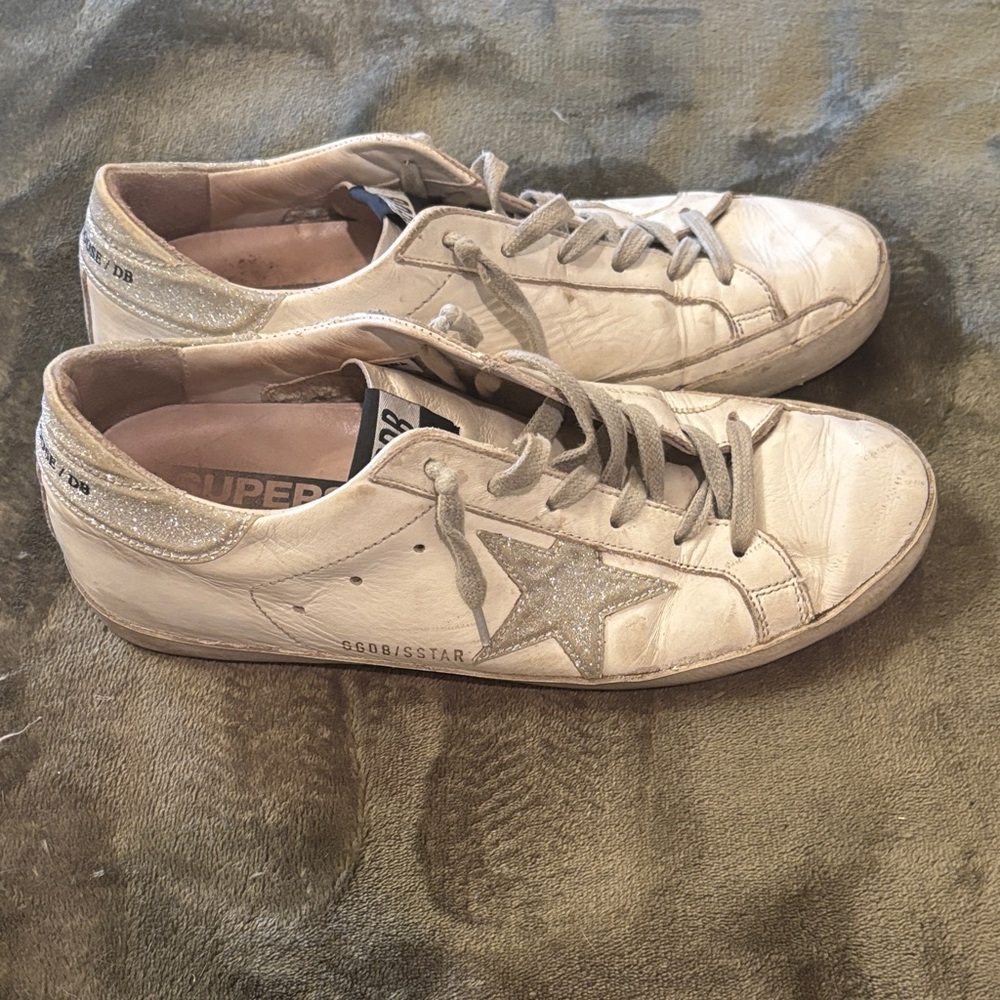 Golden Goose Women’s White and Silver Sneakers